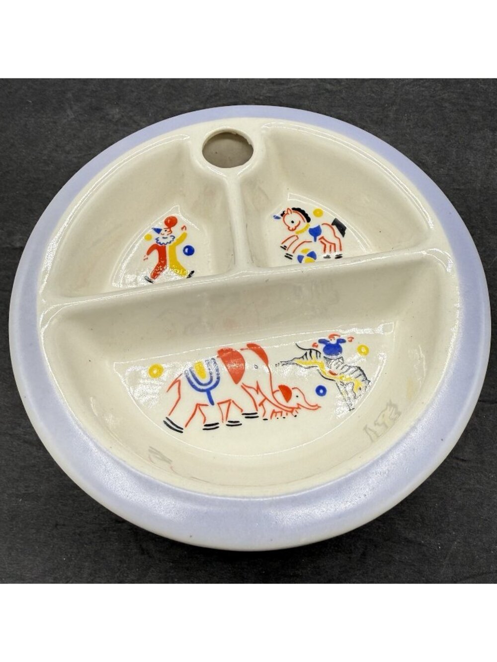 Vintage Hankscraft Childs Warming Dish Circus Animals & Clown #962